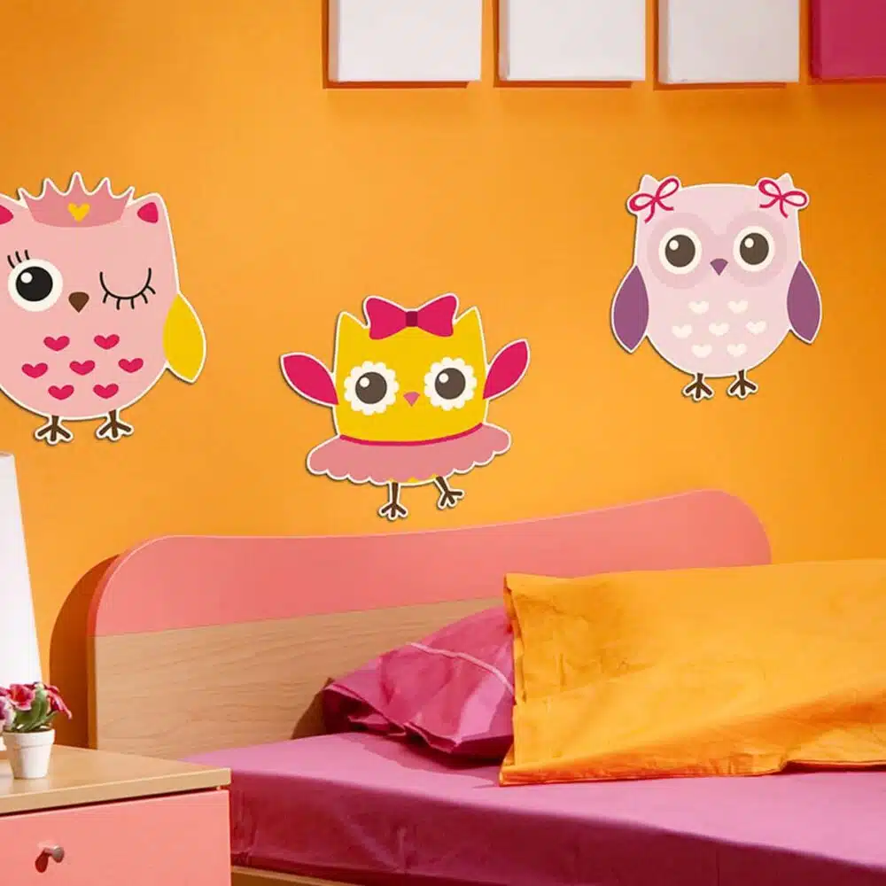 Owls - Κουκουβάγιες αφρώδη αυτοκόλλητα 3 επιπέδων