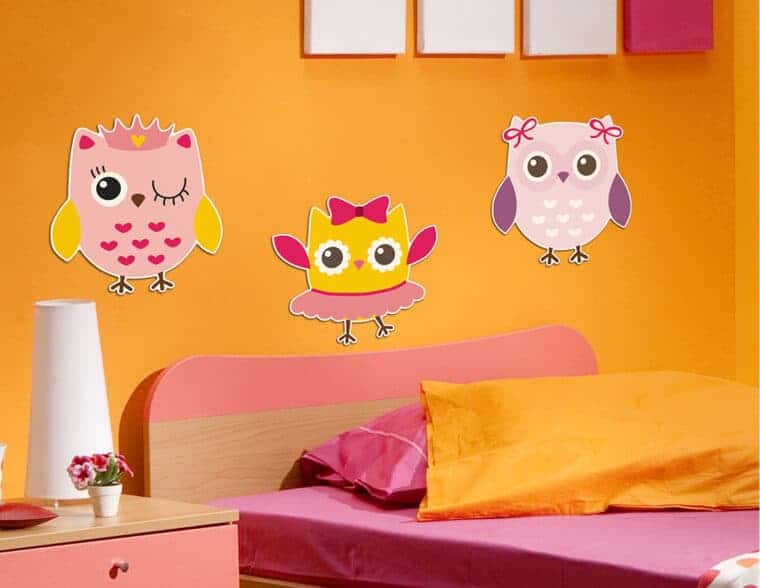 Owls - Κουκουβάγιες αφρώδη αυτοκόλλητα 3 επιπέδων