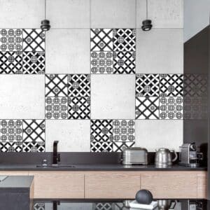 Tile Cover Black & White Azulejos πλακάκια διακόσμησης τοίχων κουζίνας και μπάνιου