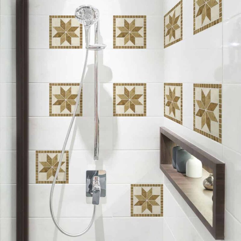 Tile Cover Beige Flowers πλακάκια διακόσμησης τοίχων κουζίνας & μπάνιου