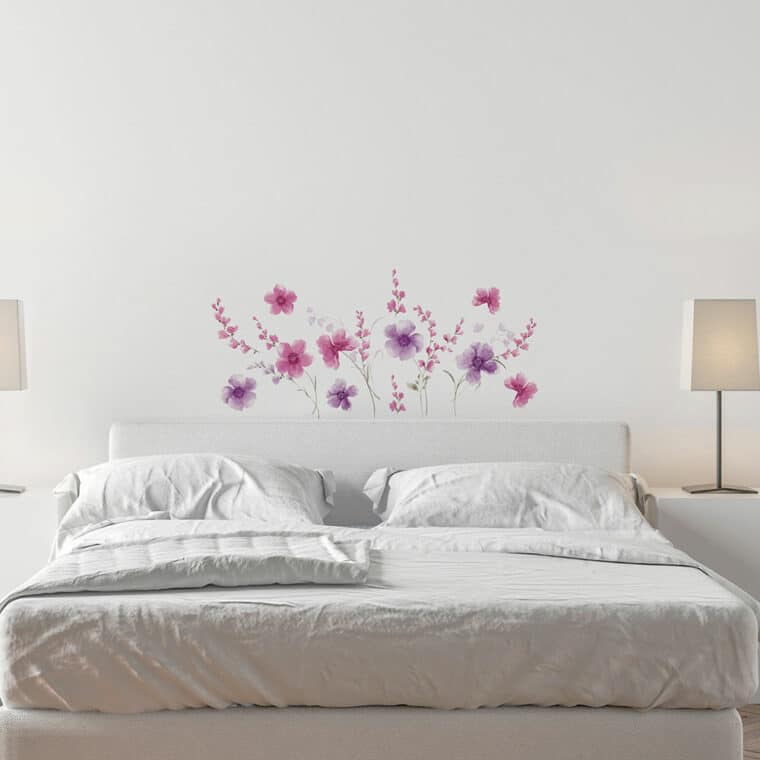 Μωβ λουλούδια βινυλίου αυτοκόλλητα τοίχου