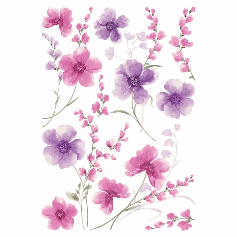 Μωβ λουλούδια αυτοκόλλητα διακόσμησης βινυλίου