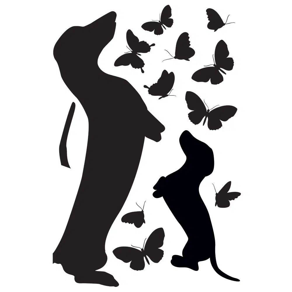 Σκύλοι με πεταλούδες αυτοκόλλητα διακόσμησης βινυλίου