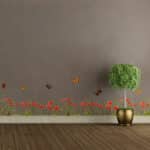 Πεταλούδες στις παπαρούνες βινυλίου αυτοκόλλητα τοίχου