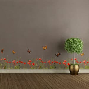 Poppies & Butterflies μπορντούρες αυτοκόλλητες βινυλίου