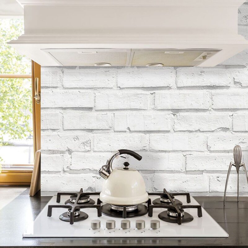 White Bricks πλάτη προστασίας τοίχων κουζίνας και μπάνιου