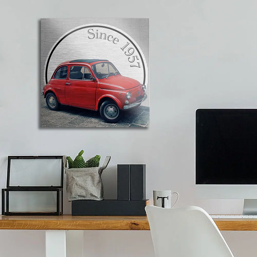 Fiat 500 πίνακας από βουρτσισμένο αλουμίνιο