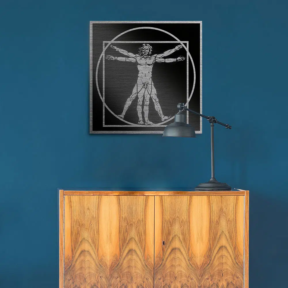 VITRUVIAN MAN πίνακας σε βουρτσισμένο αλουμίνιο