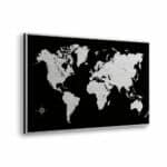 Black World Map πίνακας από βουρτσισμένο αλουμίνιο L