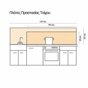 Azulejos πλάτη προστασίας τοίχων κουζίνας και μπάνιου (67324)