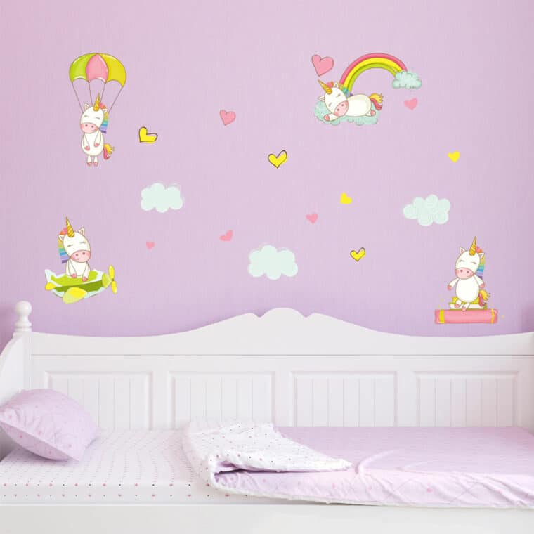 Baby Unicorns παιδικά διακοσμητικά αυτοκόλλητα τοίχου ή τζαμιού