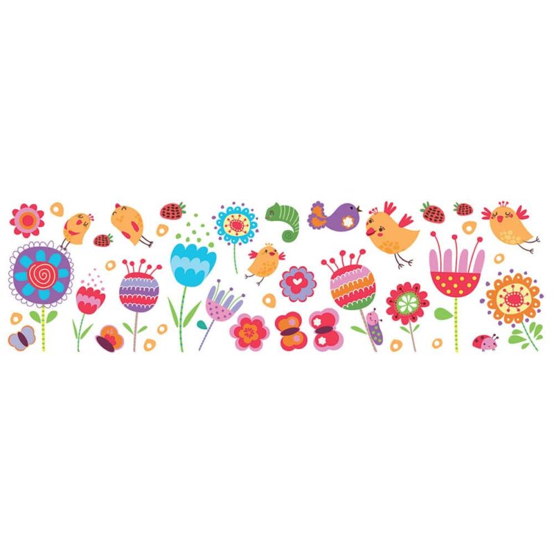 Birds and Flowers παιδικά διακοσμητικά αυτοκόλλητα τοίχου ή τζαμιού