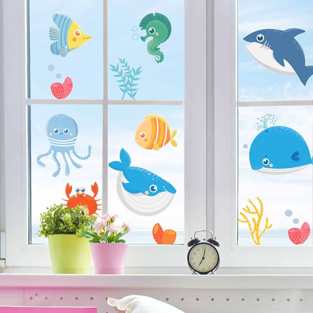 Sea Animals παιδικά διακοσμητικά αυτοκόλλητα τοίχου ή τζαμιού