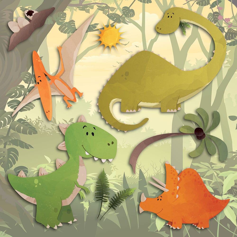 Dinosaurs παιδικά διακοσμητικά αυτοκόλλητα τοίχου τριών επιπέδων