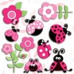 Pink Ladybugs αυτοκόλλητα 3 επιπέδων M