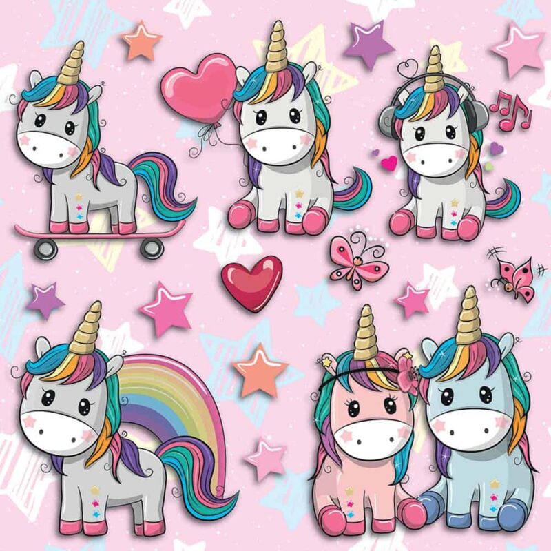 Lovely Unicorn παιδικά διακοσμητικά αυτοκόλλητα τοίχου τριών επιπέδων