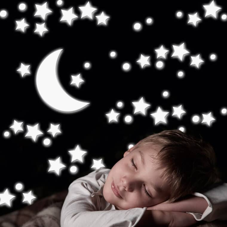 White Stars παιδικά διακοσμητικά τοίχου που φωσφορίζουν στο σκοτάδι