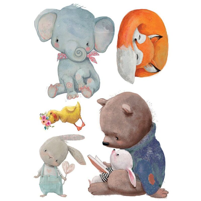 WATERCOLOUR ANIMALS βινυλίου αυτοκόλλητα τοίχου