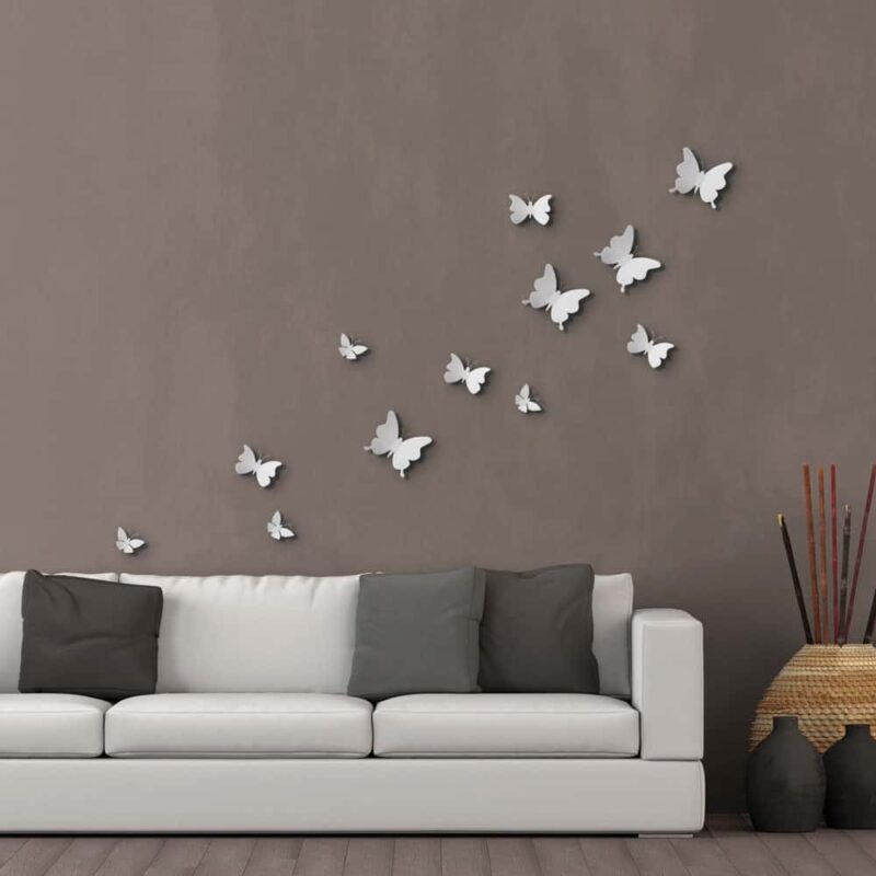 White Butterflies διακοσμητικά τοίχου τριών διαστάσεων αυτοκόλλητα