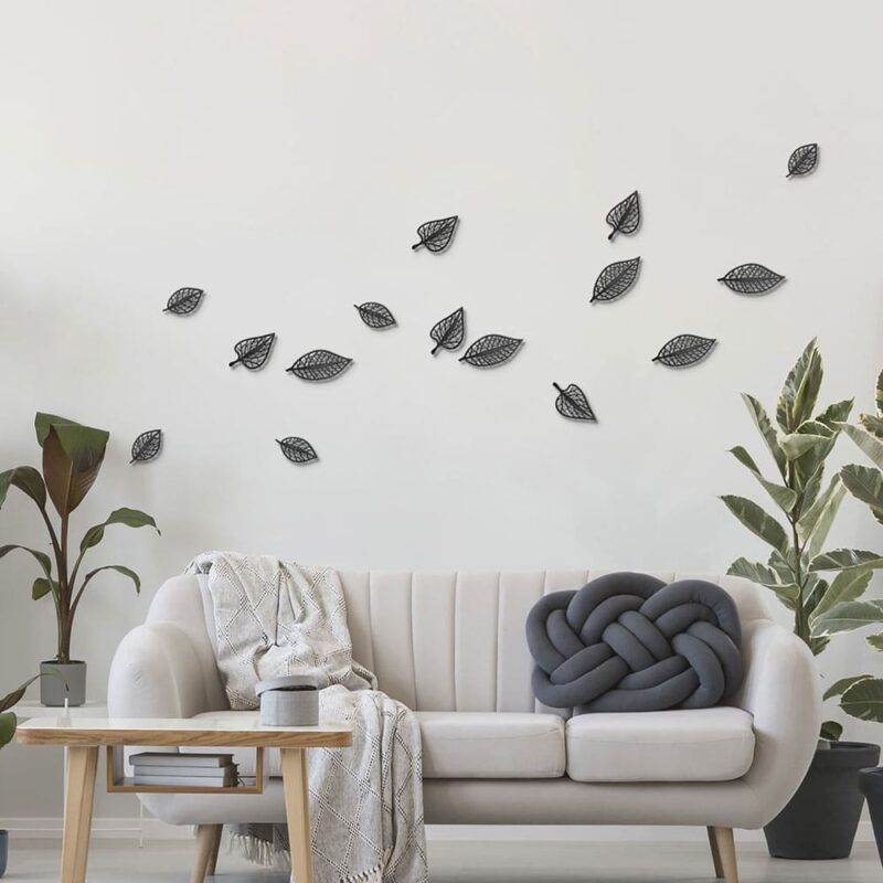 Black Leaves διακοσμητικά τοίχου τριών διαστάσεων αυτοκόλλητα