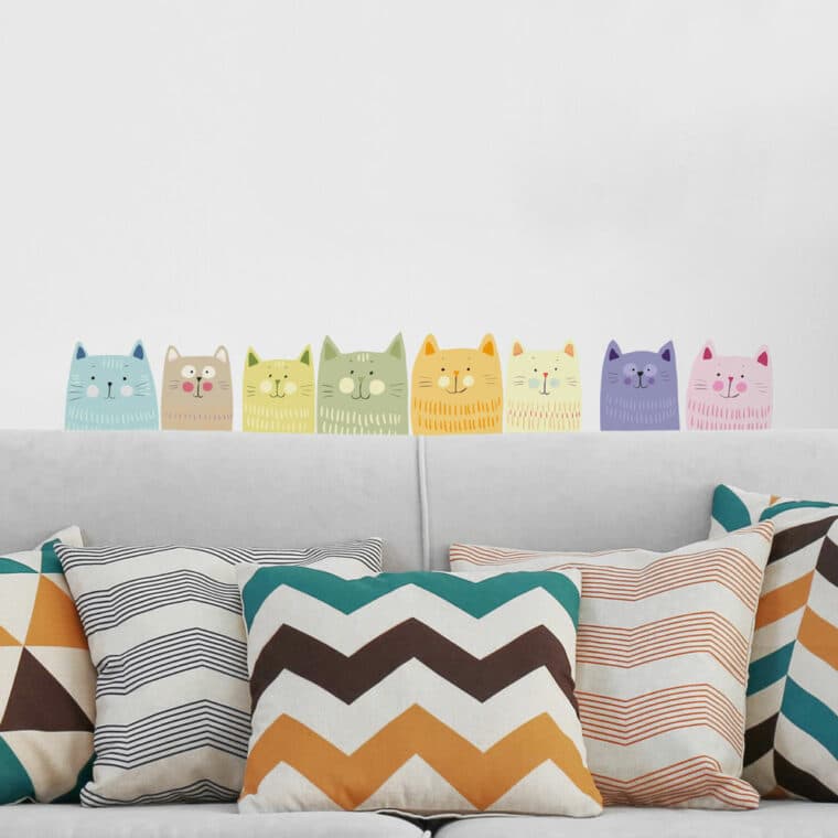 Multicolour Cats διακοσμητικά αυτοκόλλητα τοίχου