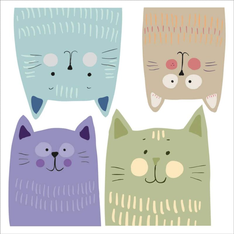 Multicolour Cats διακοσμητικά αυτοκόλλητα τοίχου