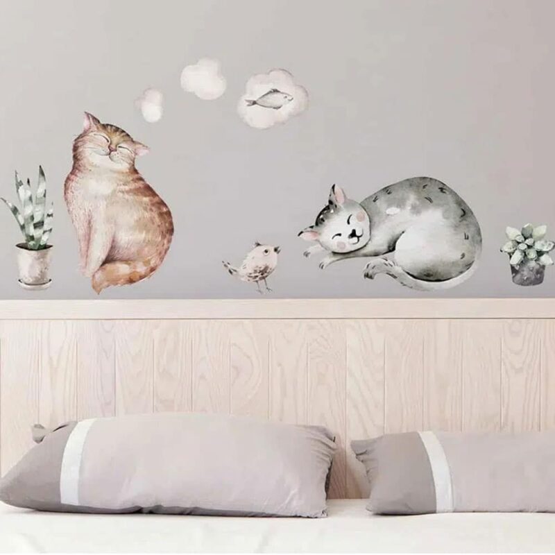 Watercolour Cats διακοσμητικά αυτοκόλλητα τοίχου