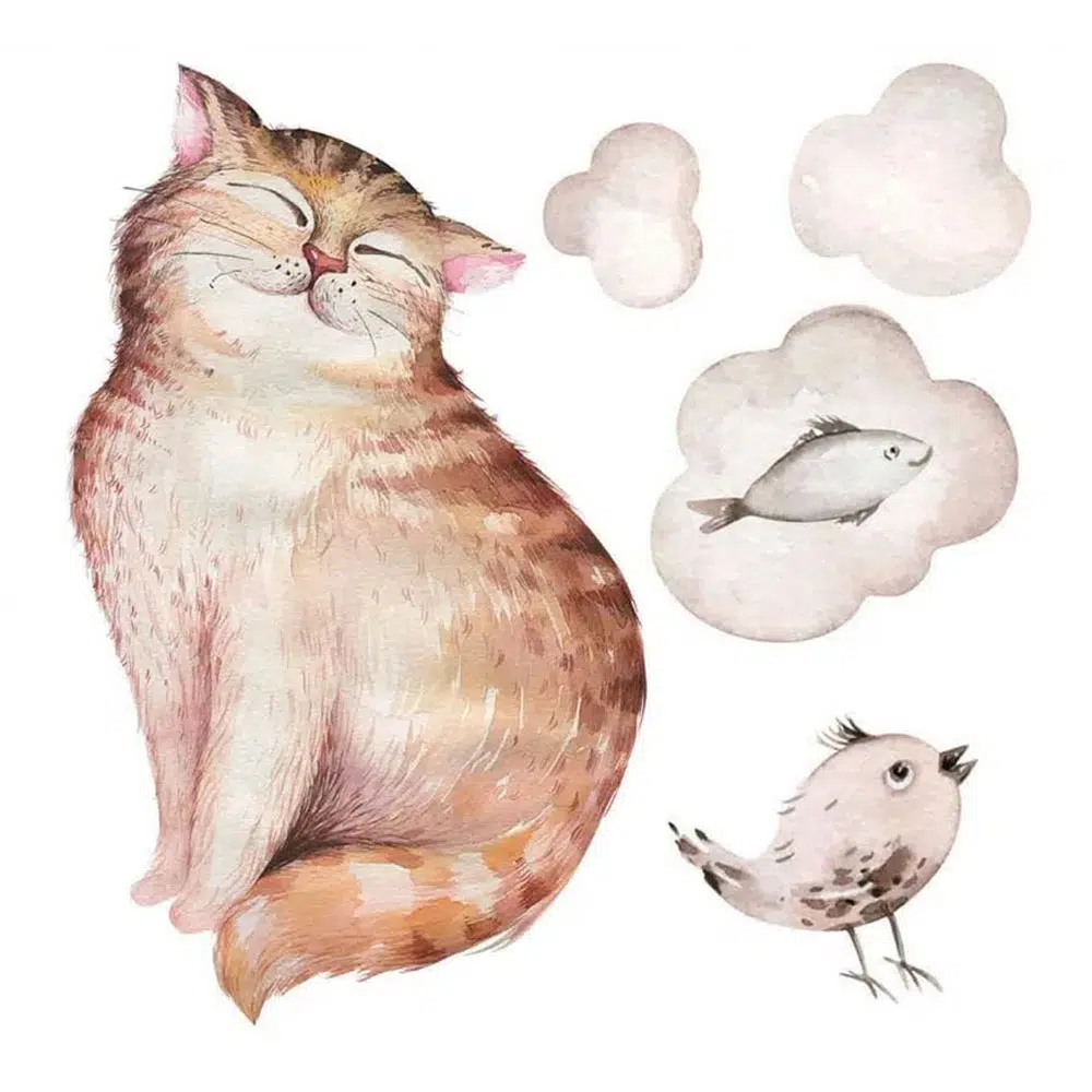 Watercolour Cats διακοσμητικά αυτοκόλλητα τοίχου