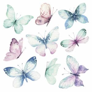 Watercolour Butterflies αυτοκόλλητα τοίχου βινυλίου M (54117)