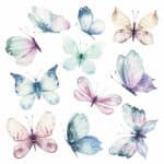 Watercolour Butterflies αυτοκόλλητα τοίχου βινυλίου M