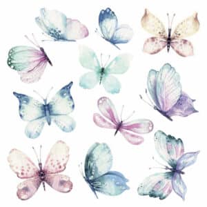 Watercolour Butterflies αυτοκόλλητα τοίχου βινυλίου M (54117)