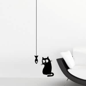 Cat & Fish αυτοκόλλητα τοίχου βινυλίου S