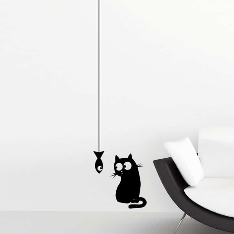 Cat and Fish διακοσμητικά αυτοκόλλητα τοίχου