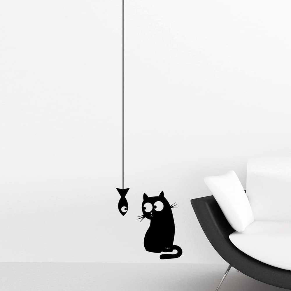 Cat and Fish διακοσμητικά αυτοκόλλητα τοίχου