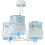 Moon Blue παιδικό φωτιστικό τρίφωτο κρεμαστό