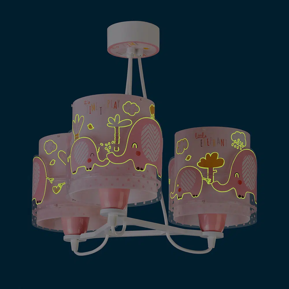 Little Elephant Pink παιδικό φωτιστικό τρίφωτο κρεμαστό