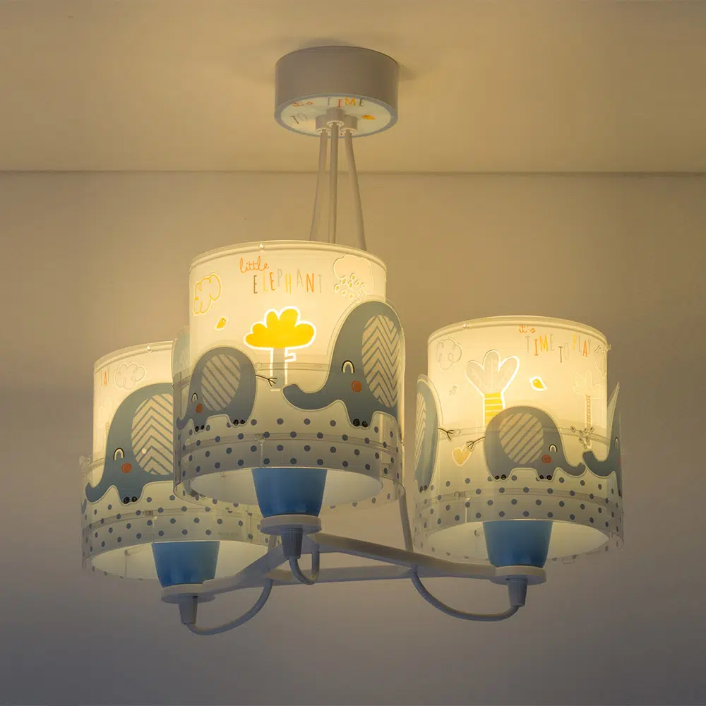 Little Elephant Blue παιδικό φωτιστικό τρίφωτο κρεμαστό