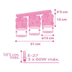 Butterfly φωτιστικό τρίφωτο οροφής