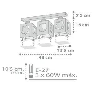 Moonlight Gray παιδικό φωτιστικό τρίφωτο οροφής