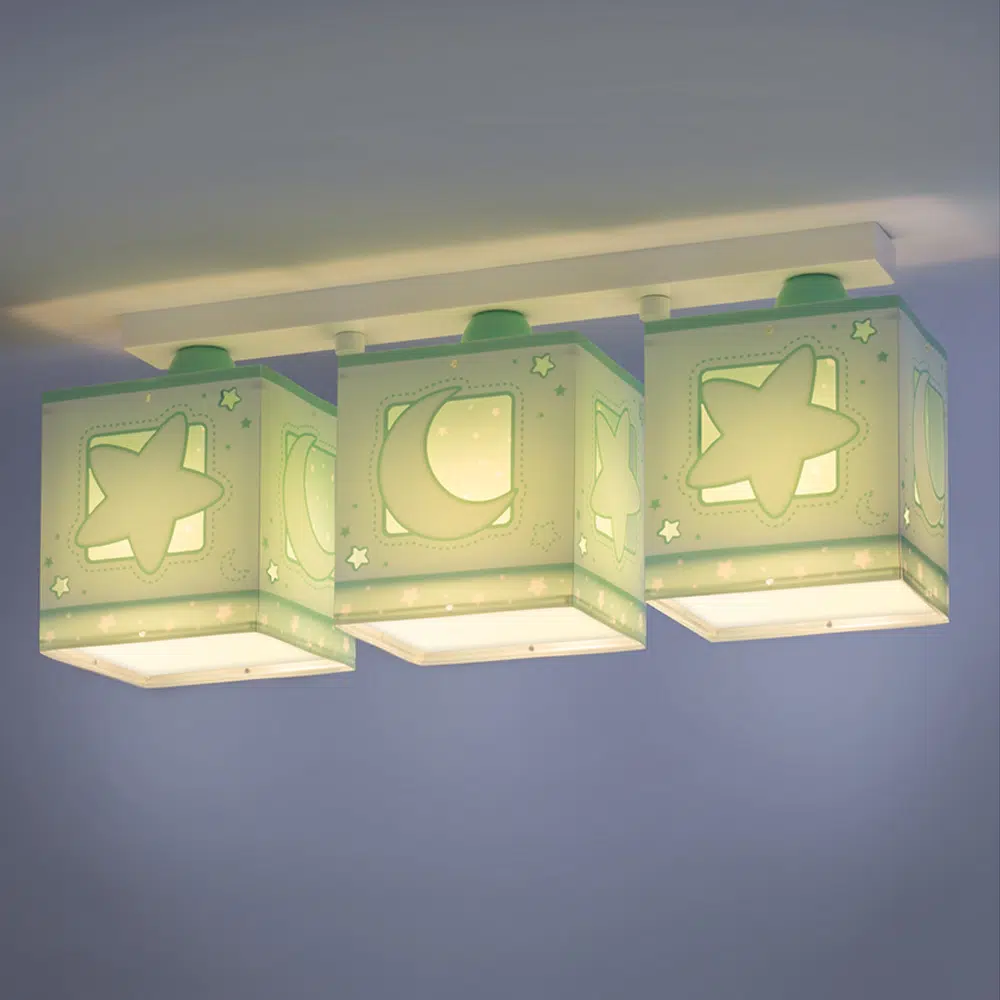 Moonlight Green παιδικό φωτιστικό τρίφωτο οροφής