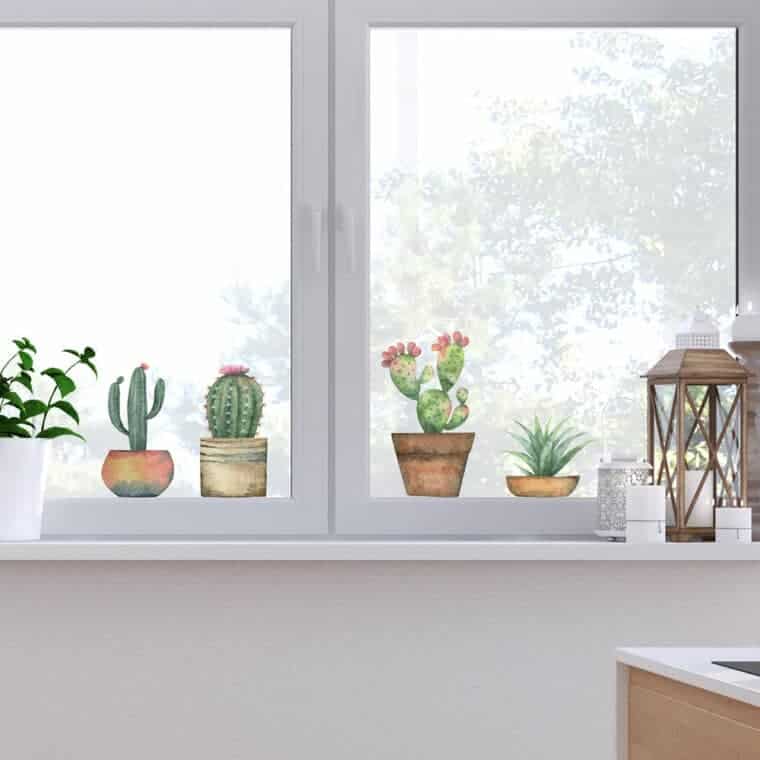 Cactus διακοσμητικά αυτοκόλλητα για τζάμι ή τοίχο