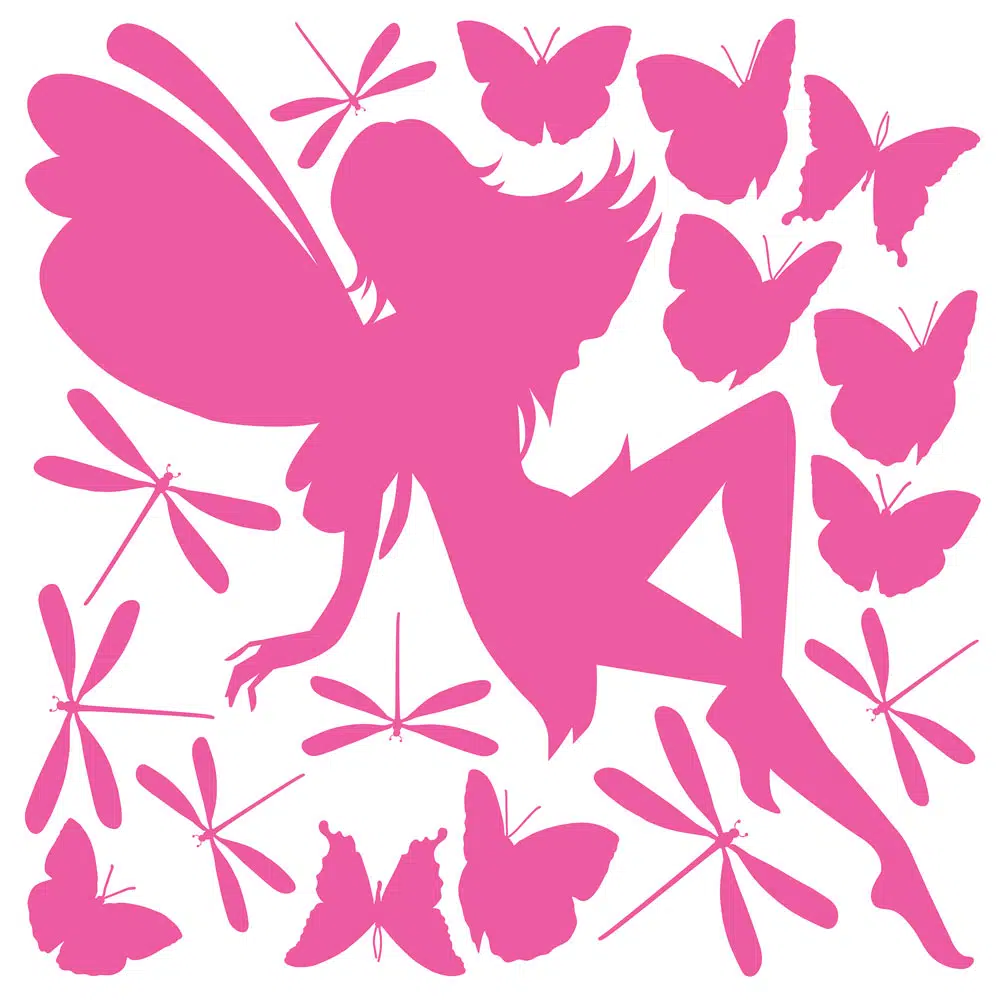 Fairy Glow Pink παιδικά διακοσμητικά τοίχου με φωσφορίζοντα μέρη στο σκοτάδι