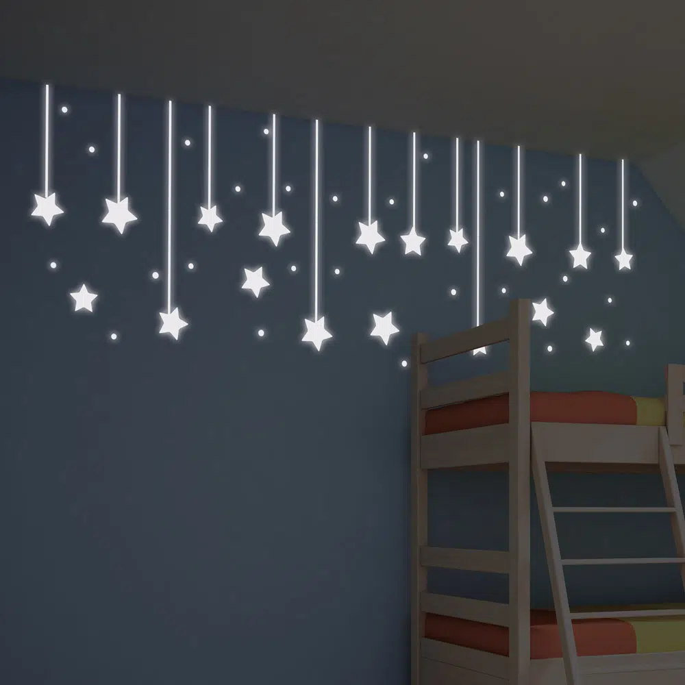 Hanging Stars παιδικά διακοσμητικά τοίχου που φωσφορίζουν στο σκοτάδι