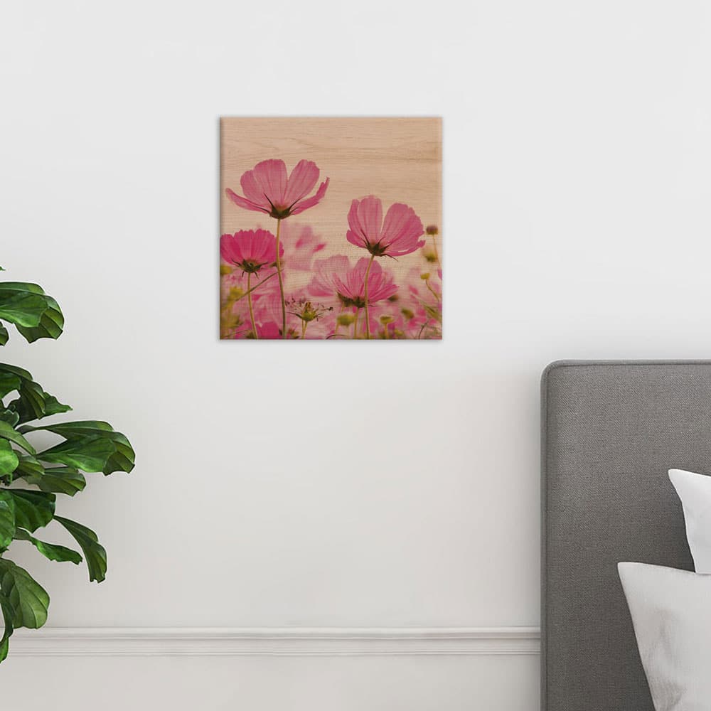 PINK FLOWERS - Πίνακας διακόσμησης από ξύλο
