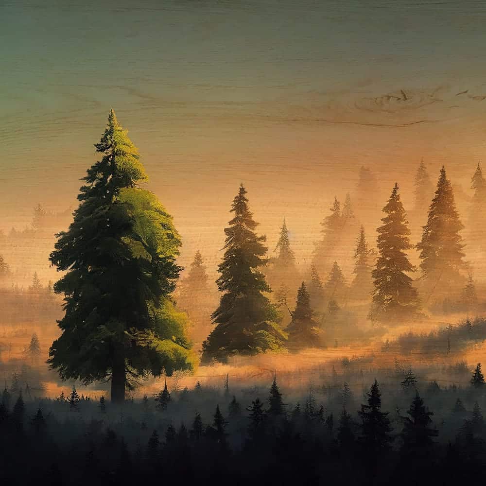 FOGGY PINE TREES - Πίνακας διακόσμησης από ξύλο