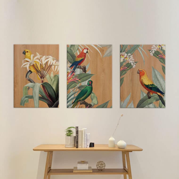 YELLOW PARROTS - Πίνακας διακόσμησης από ξύλο