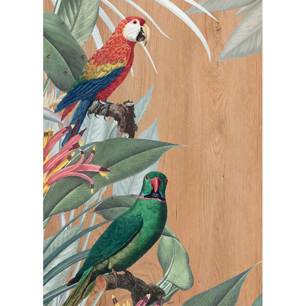 RED & GREEN PARROTS - Πίνακας διακόσμησης από ξύλο