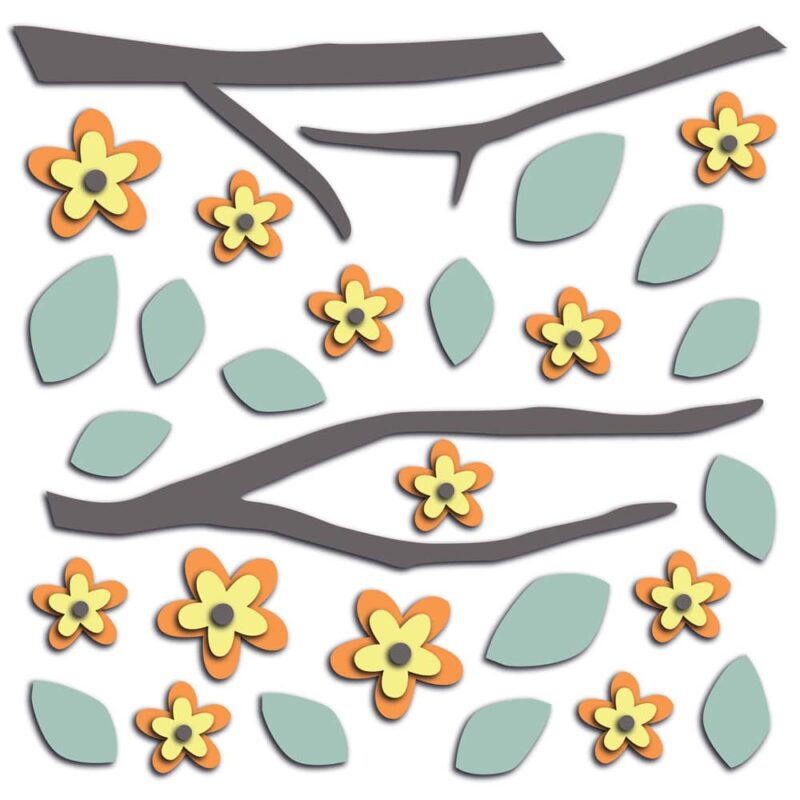 YELLOW BRANCH αφρώδη αυτοκόλλητα 3D