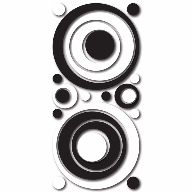 BLACK & WHITE CIRCLES - αφρώδη αυτοκόλλητα 3D