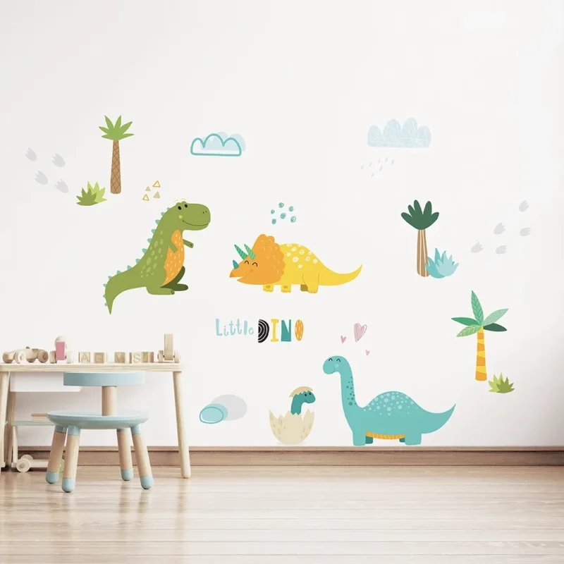 Dinosaurs αυτοκόλλητα τοίχου XL με δεινόσαυρους σε παιδικό δωμάτιο